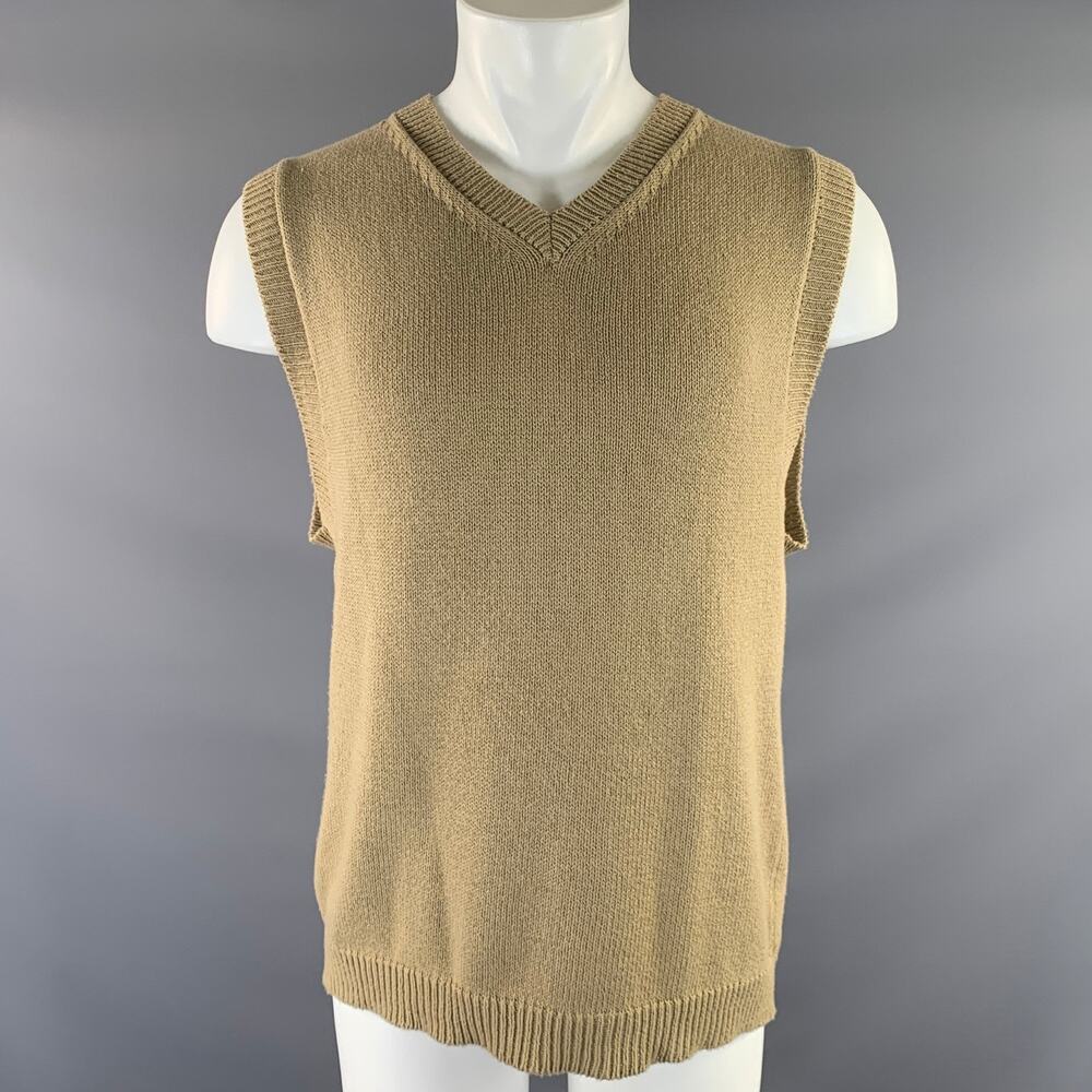 MARGARET HOWELL Size S Beige Knit Cotton V Neck Vest